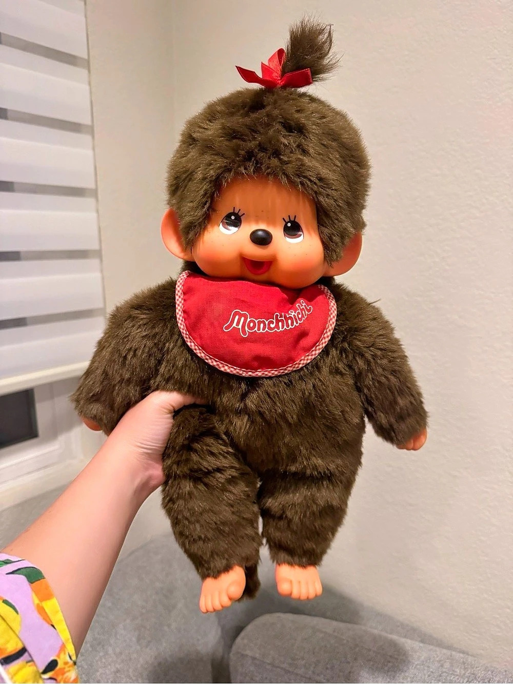 Large vintage Monchhichi girl doll